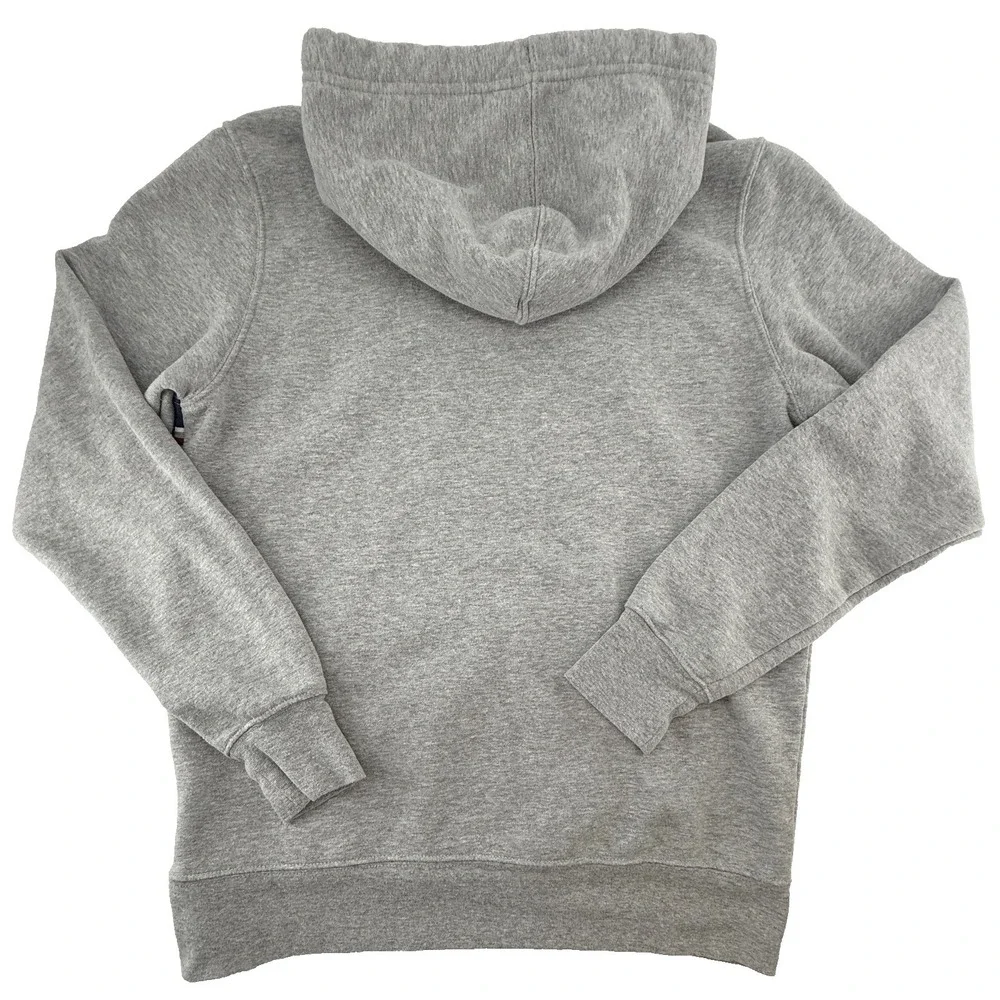 The North Face Mens M Hoodie Gray Logo‎ Stripe Pullover Fleece Kangaroo Pocket